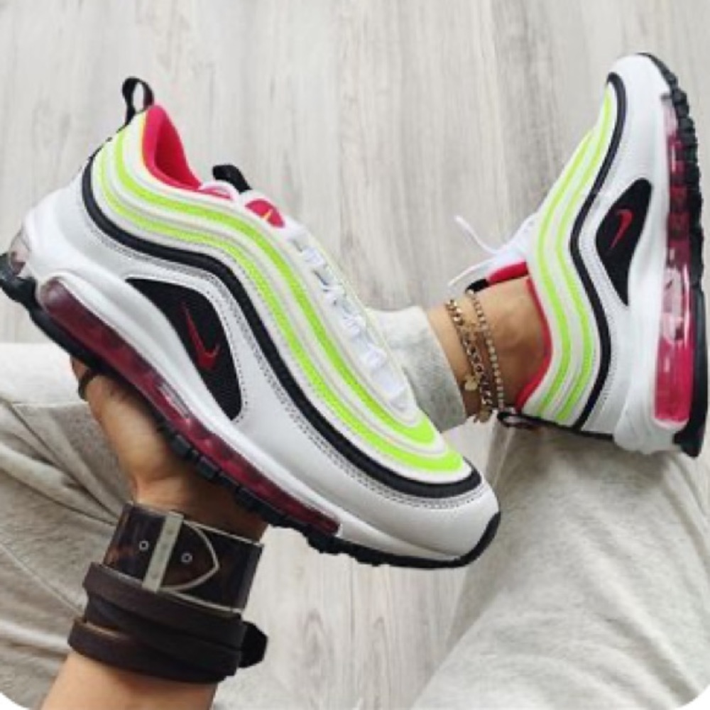 Nike Air Max 97. White rush/pink/volt. Size 5.5w
